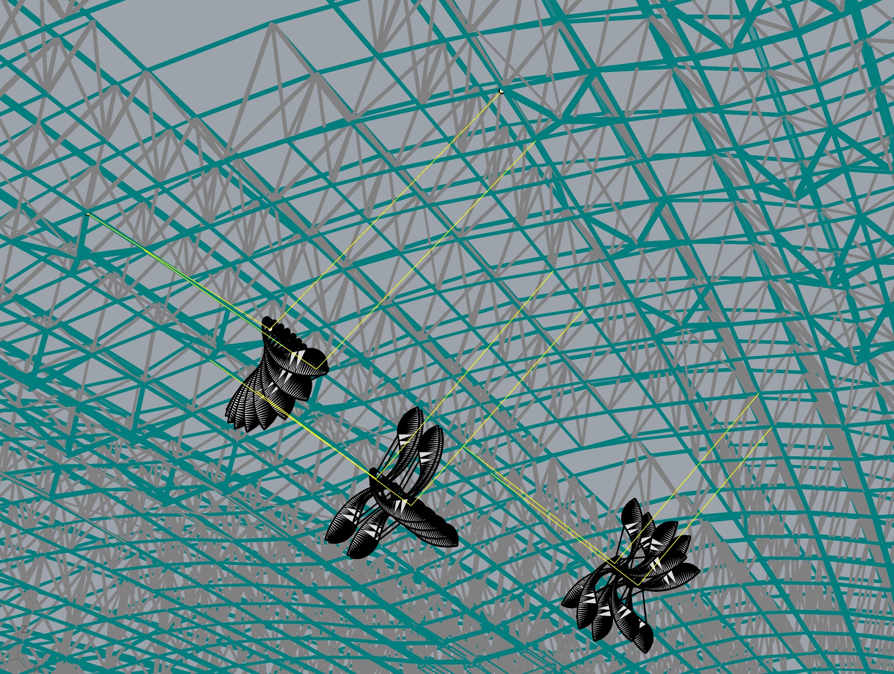 Wide-angle view of Samaras installation in the terminal