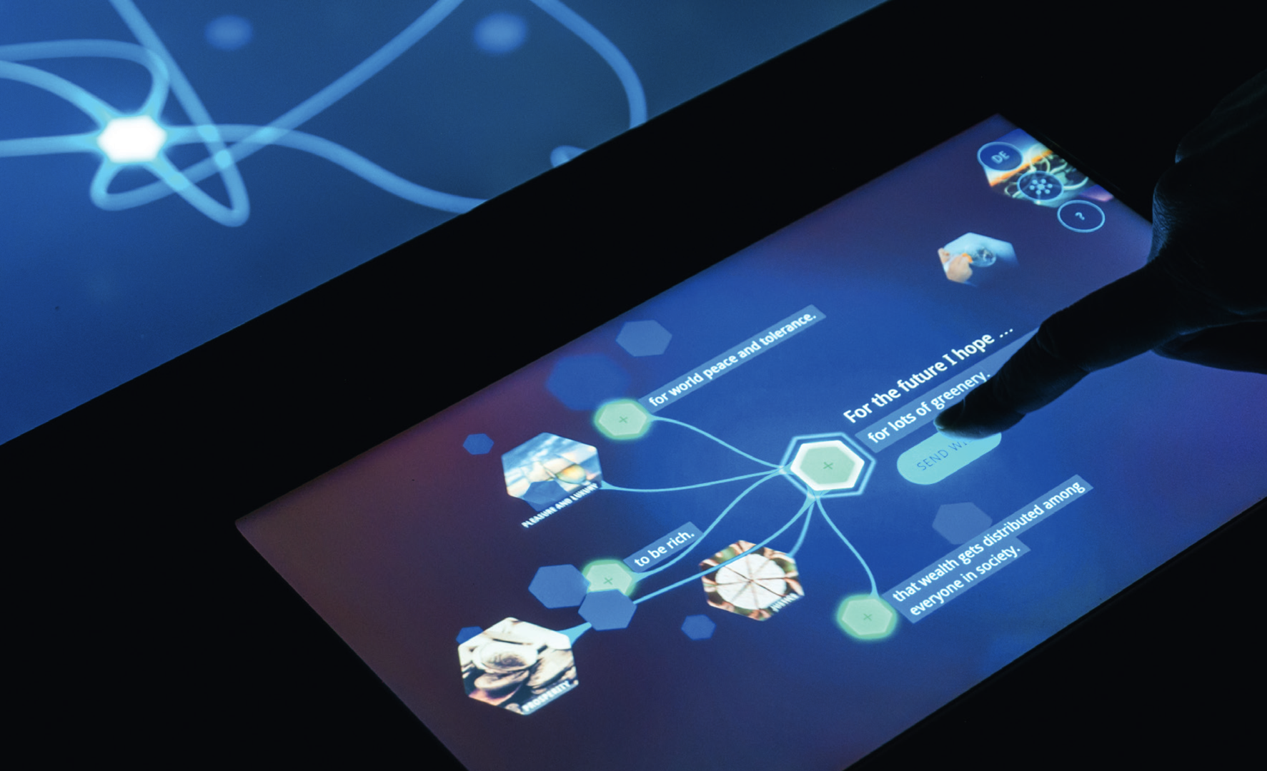 Interactive table installation in the exhibition